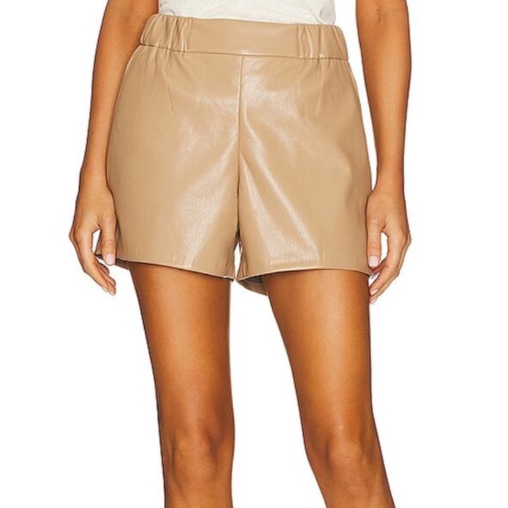 Anine Bing Koa Shorts Vegan Faux Leather Butterscotch Beige Size Medium